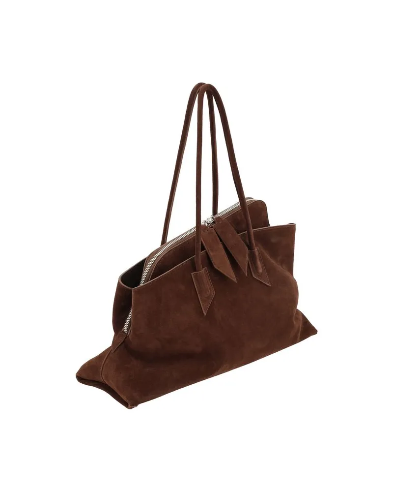ATTICO Women's Brown Calf Leather Bos Taurus Shoulder Bag Brown