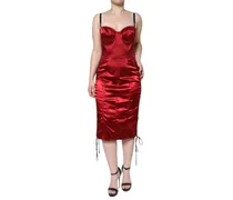 Bustier Corset Bodycon Midi Dress — Red