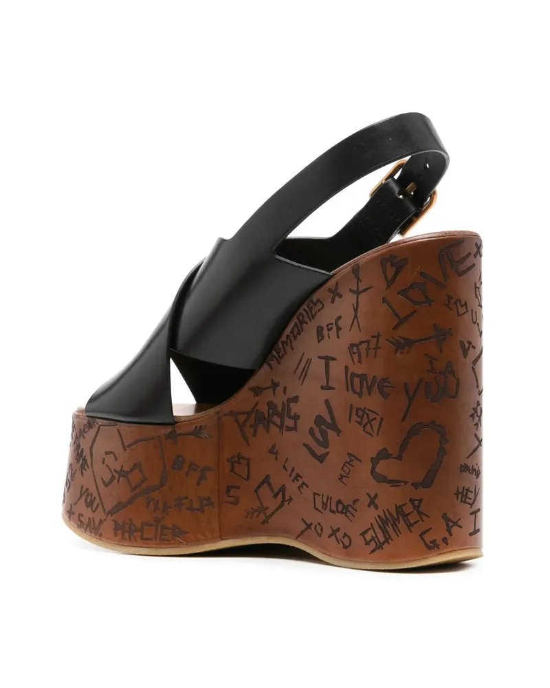 Chloé Crossover Strap Wedge Sandal — Black Black