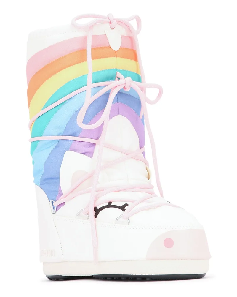 Moon Boot Boys' Mb Icon Unicorn Whitemulticolor Nylon - Sole: Rubber Stivali / Boot White