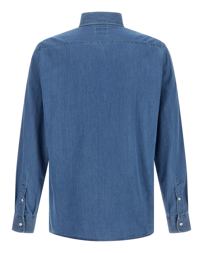 Brunello Cucinelli Men's Blue Cotton Blouse Blue