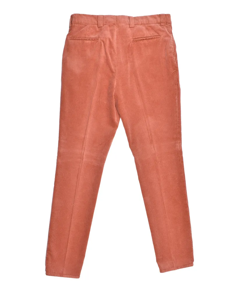 Brunello Cucinelli Pleated Corduroy Trousers — Orange Orange