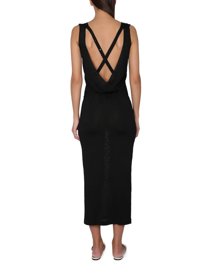 Tom Ford V-Neck Viscose Dress — Black Black