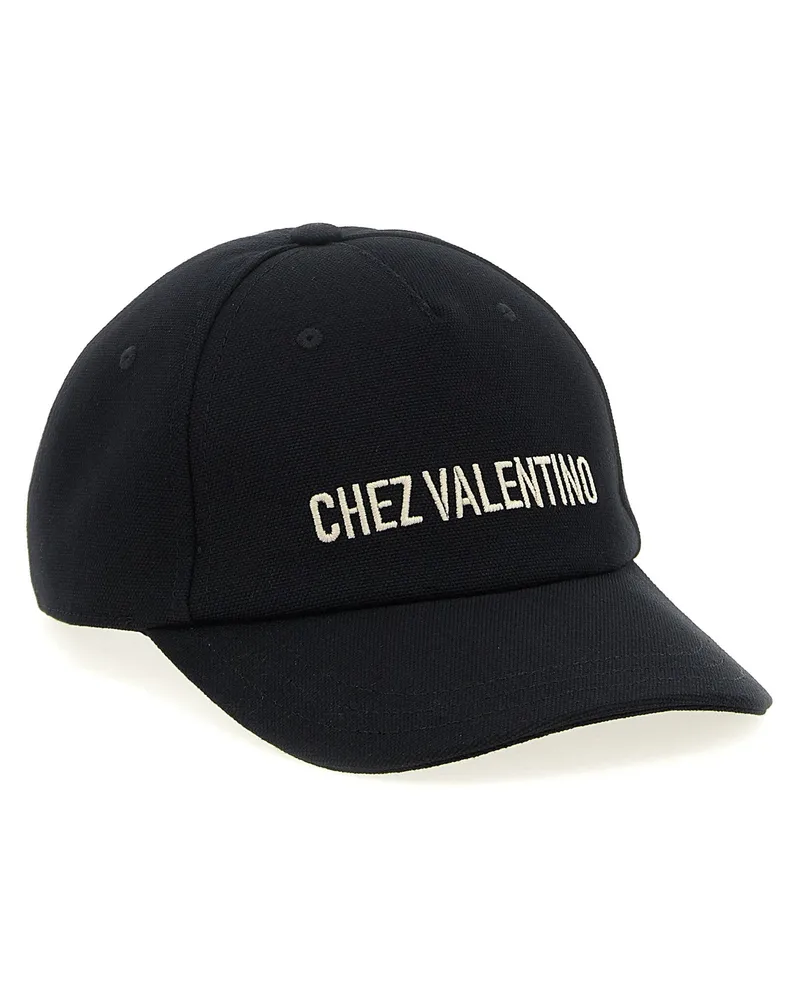 Valentino Garavani Logo-Embroidered Cotton Baseball Cap — Black Black