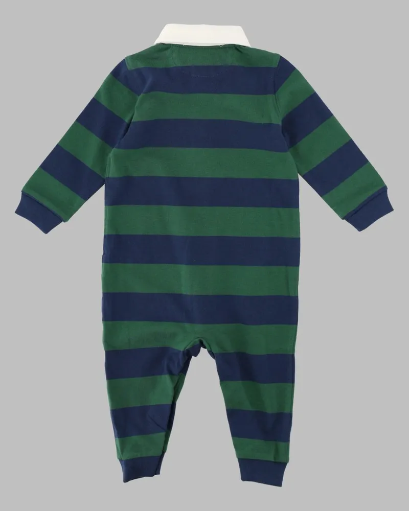 Ralph Lauren Striped Rugby Cotton Bodysuit — Blue Blue