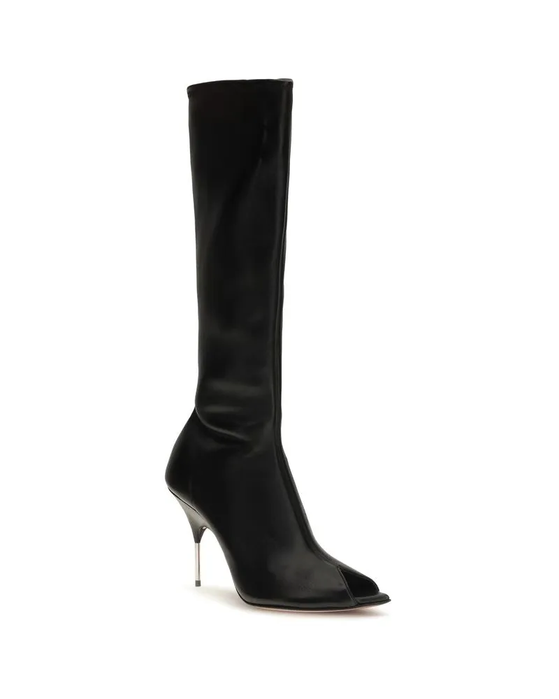 Amina Muaddi Bruna High Heel Boot — Black Black