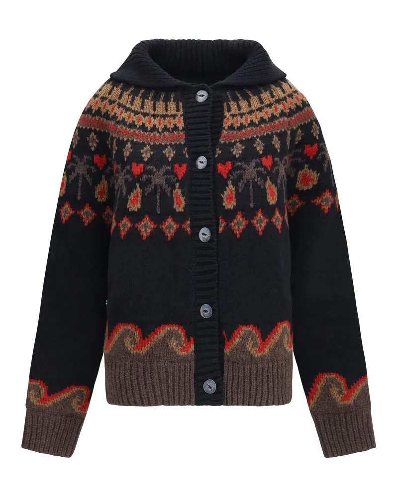 Alanui Women Cardigan Sweet Winter Black-Multicolour Fleece Wool (ovis Aries) Jacket Black/multicolour Black