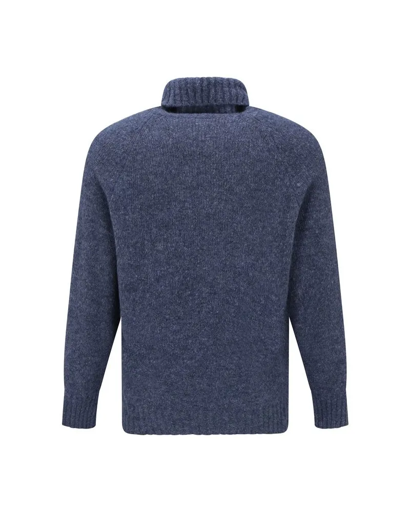 Brunello Cucinelli Alpaca & Wool Turtleneck Sweater — Blue Blue