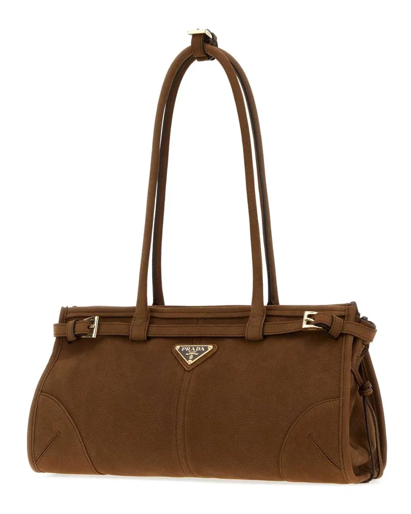 Prada Women's Brown Nabuk  Bonnie Shoulder Bag Cacao Borse A Mano Brown