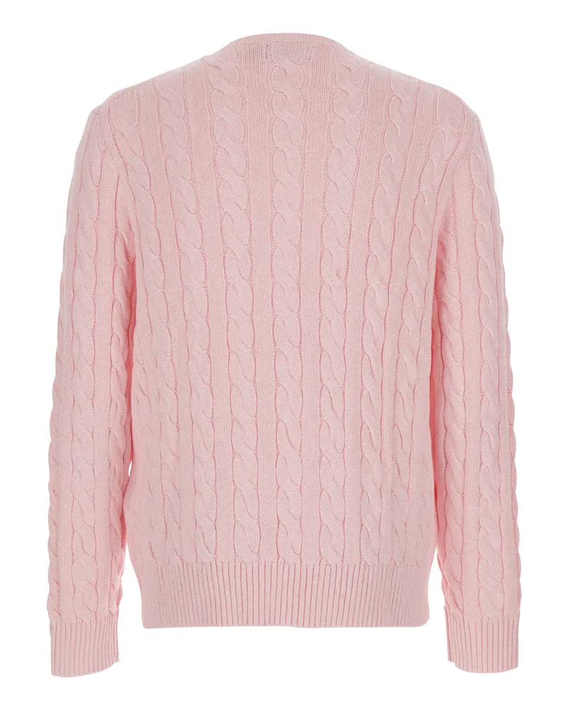 Ralph Lauren Men's Crewneck Sweater With Pony Patch — Pink Tops Top Pink