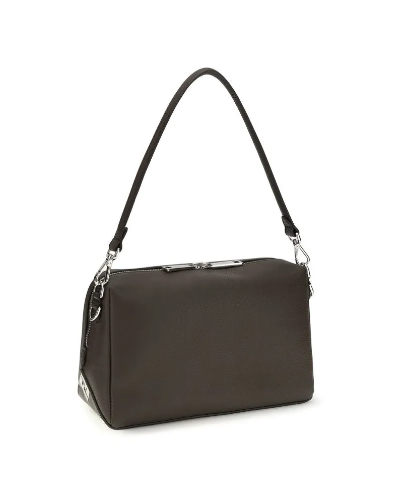 Fendi Men's Brown Calf Leather Bos Taurus Shoulder Bag Brown