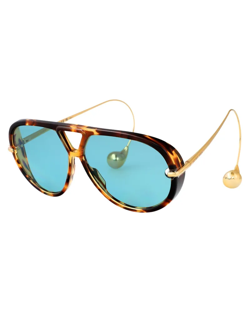 Bottega Veneta Women's Sunglasses Havana-Gold-Green Metal Havana/gold/green Havana