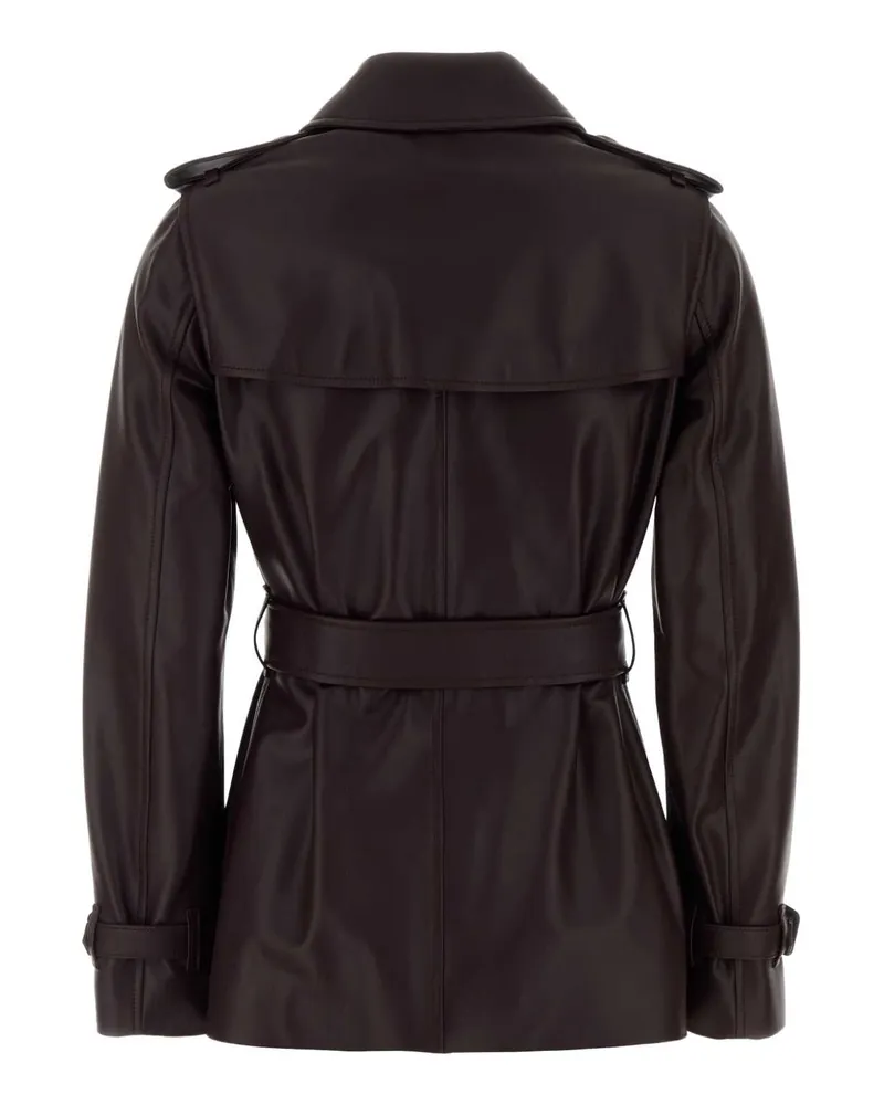 Burberry Belted Double-Breasted Trench Coat — Burgundy Burgundy