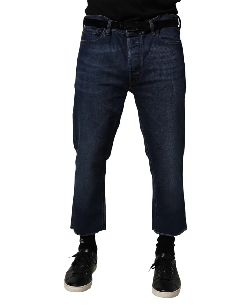 Vivienne Westwood Blue Mid Waist Cotton Men Cropped Denim Jeans Elastane Clothing Blue
