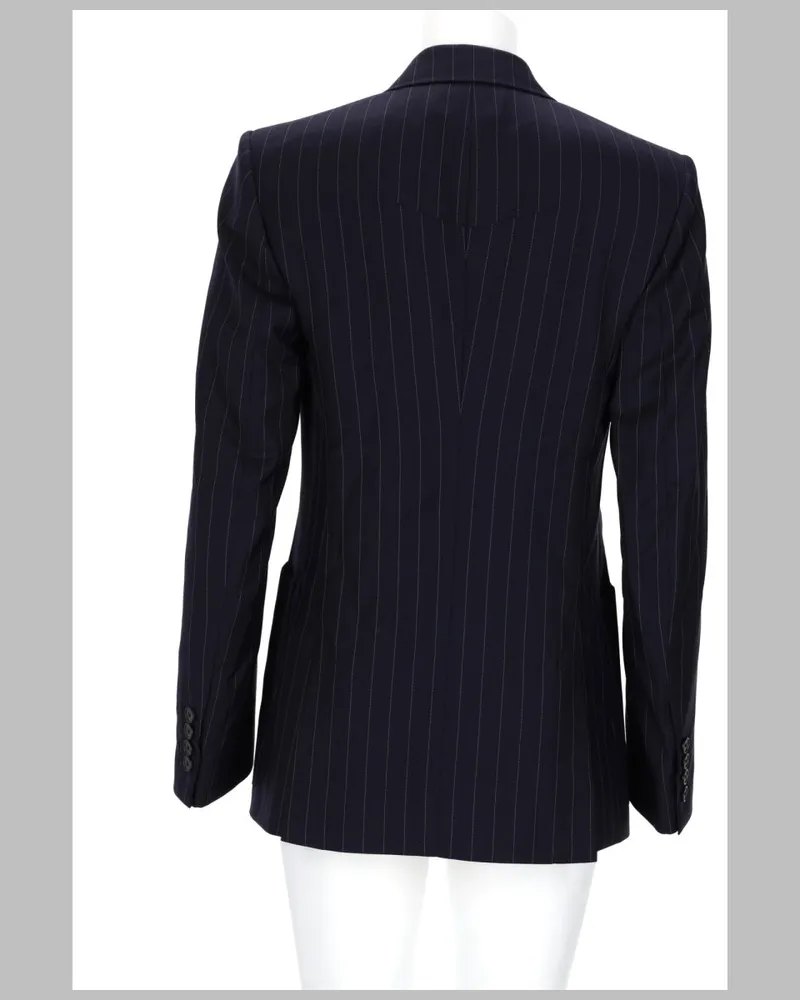 Givenchy Double-Breasted Wool Pinstriped Blazer — Navy Navy