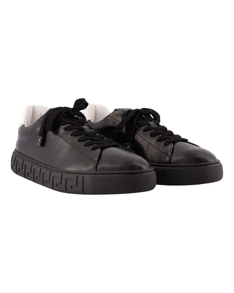 Versace Men's Sneakers -  Leather Black Calfskin Shoes Black
