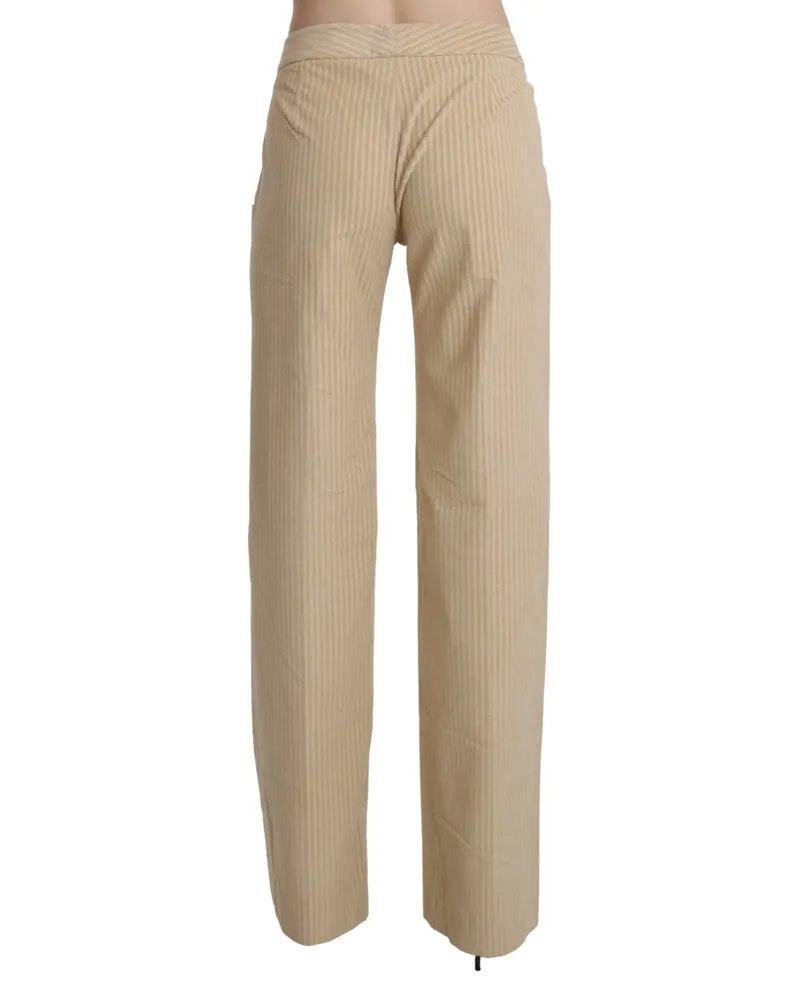 Ermanno Scervino Women's High-Waist Striped Flared Trousers Beige Cotton Lycra Beige