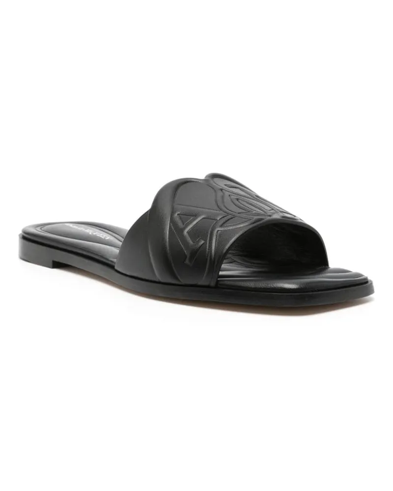 Alexander McQueen Logo-Embossed Leather Sandal — Black Black