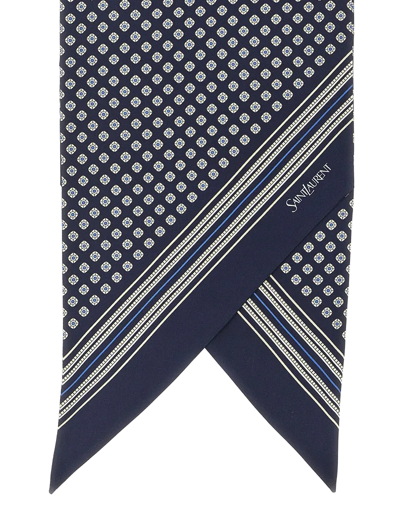 Saint Laurent Men's Blue Silk Foulard Accessory Navy
