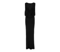 Women's Black Jersey Long Dress Exterior: Viscose Abiti Lunghi