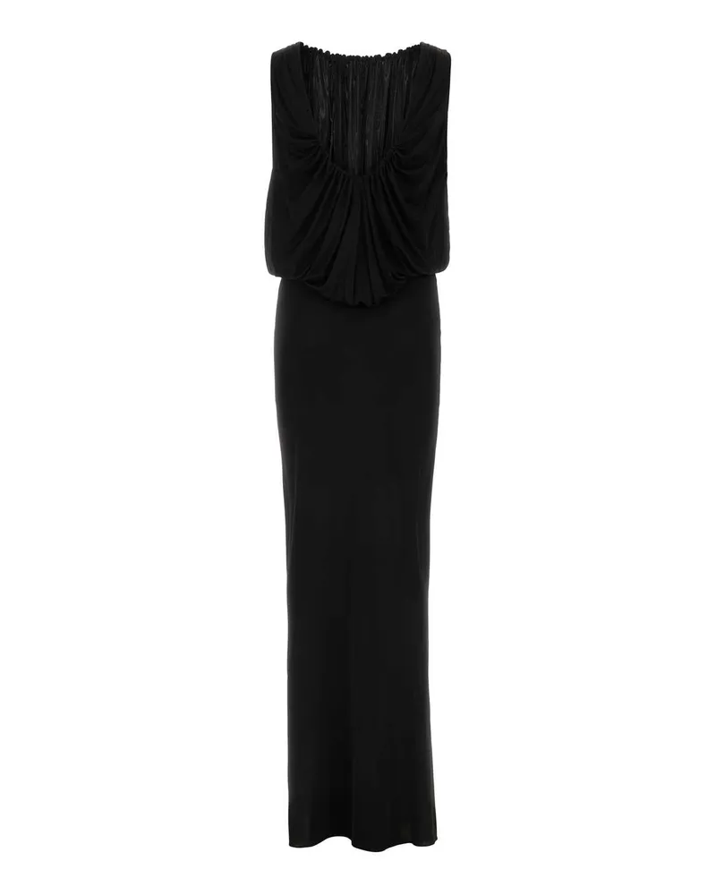 Saint Laurent Women's Black Jersey Long Dress Exterior: Viscose Abiti Lunghi Black