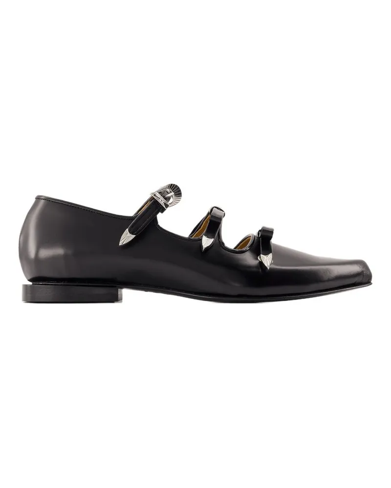 Toga Women's Aj1344 Ballerinas -  Leather Black Calfskin Shoes Flat-Shoes Black