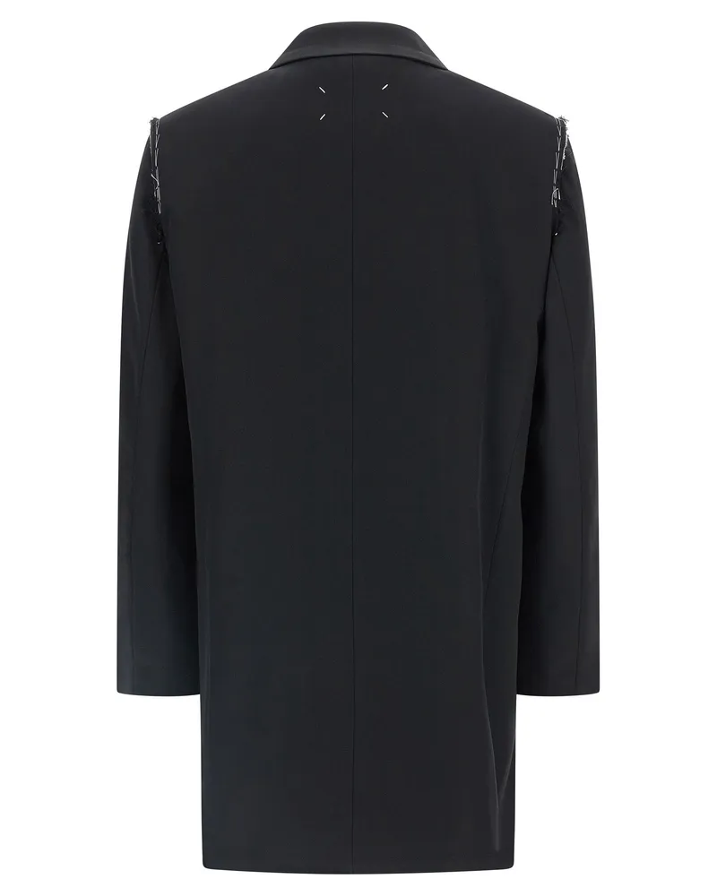 Maison Margiela Men's Black Wool Coat Clothing Black