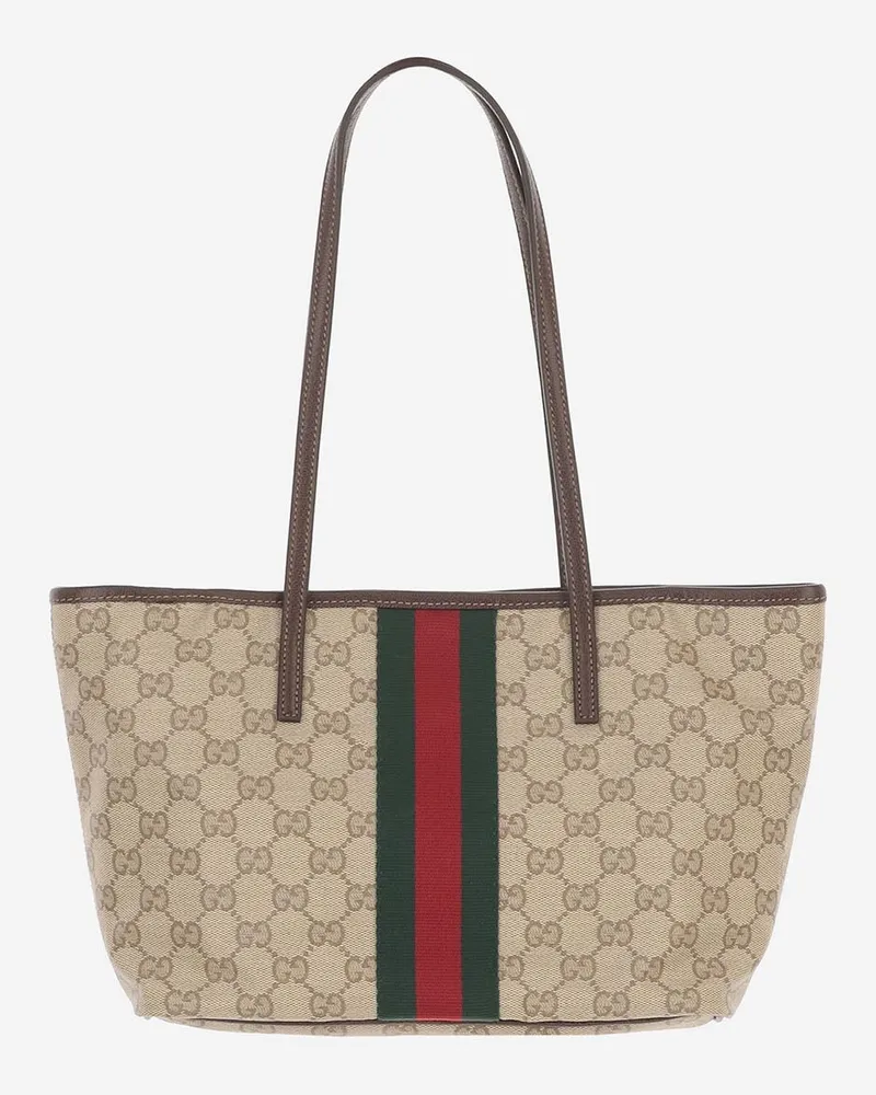 Gucci Women's Shopping Bag Tribeca Beige Cotton Shoulder Beige