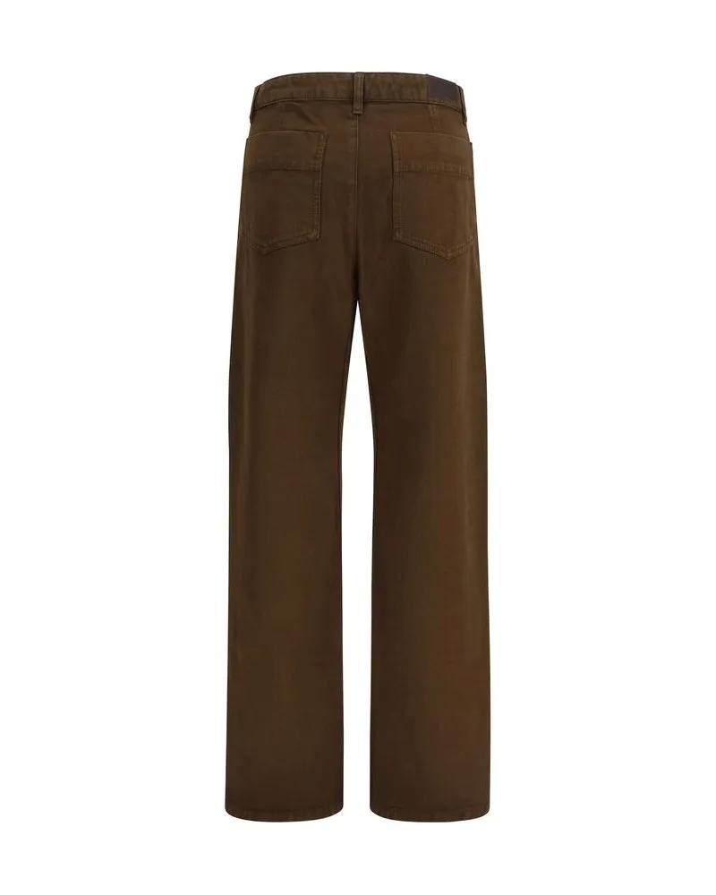Christophe Lemaire Women's Brown Cotton Casual Pants Brown
