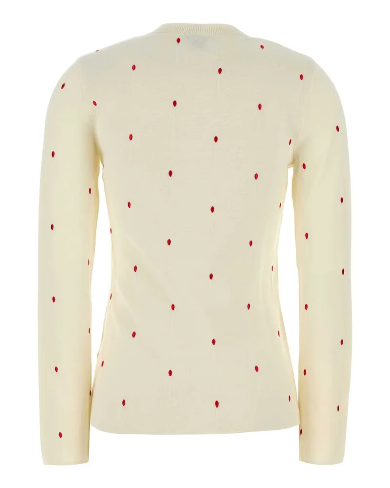 Bottega Veneta Women's Embroidered Cotton Blend Sweater Chalkvernis Exterior: Nylon Maglieria Beige