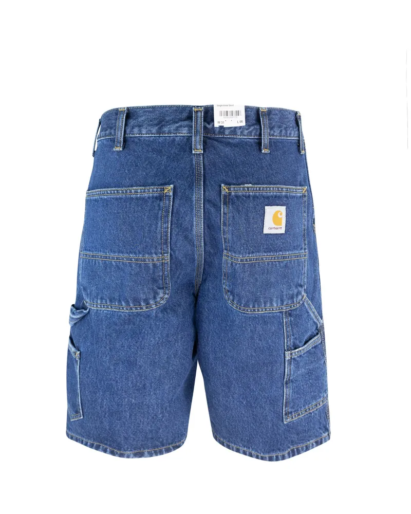 Carhartt WIP Men's Bermuda Shorts Single Knee Stone Washed Blue Cotton Smith Denim 'smith Blue