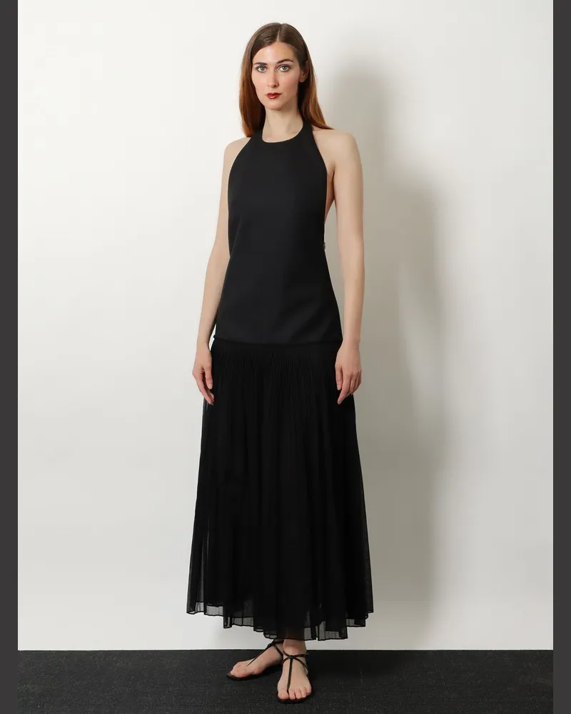 Róhe Women's Dress Pleated Long Black Wool Black