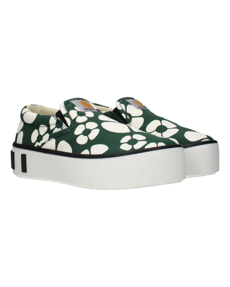 Marni Women's Green Fabric Slip-On Loafers Green