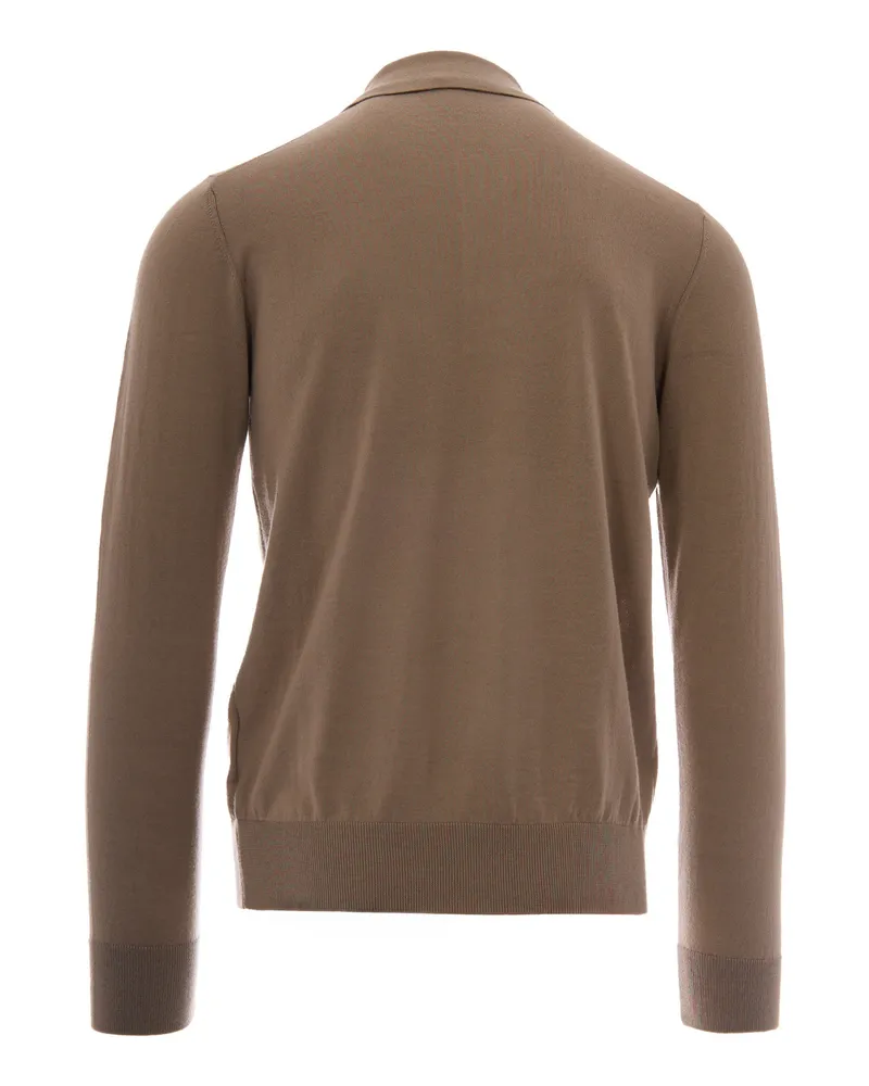 Paolo Pecora Milano Men's Polo Shirt Virgin Wool Dove Grey T-shirts And Polos Gray