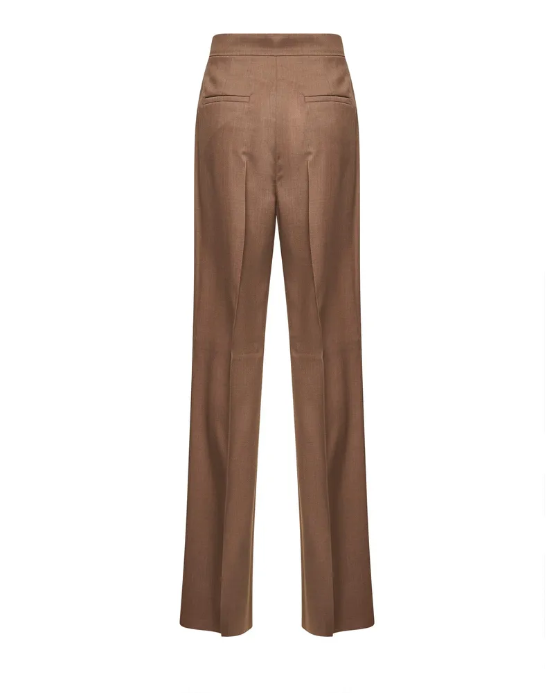 Max Mara Women's Hazelnut Twill Straight Trousers Virgin Wool Brown