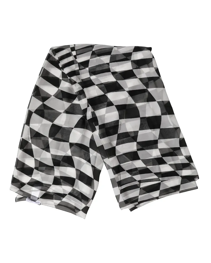 Dolce & Gabbana Checkered Silk Scarf — Black Black