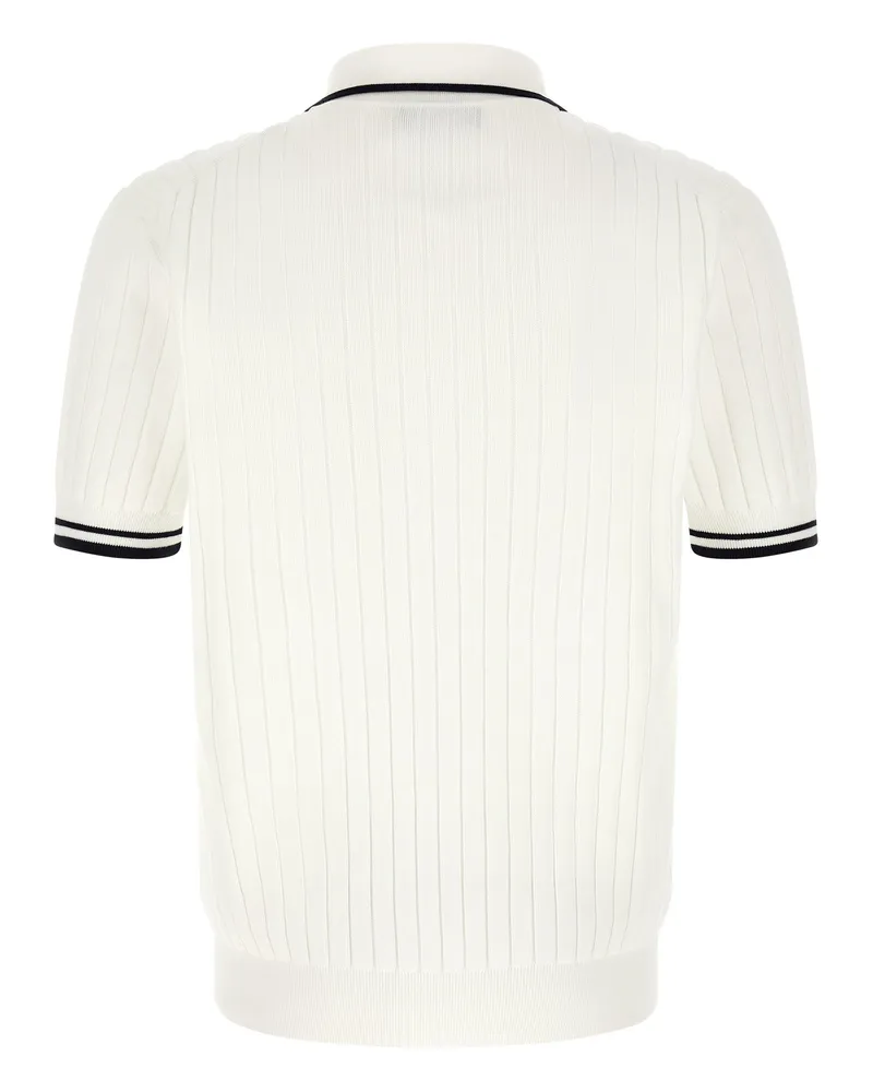 Dolce & Gabbana Men's Bicolor Cotton Polo Shirt White