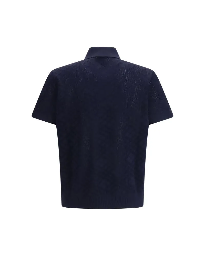 Burberry Men's Blue Wool Polo Shirt Blue