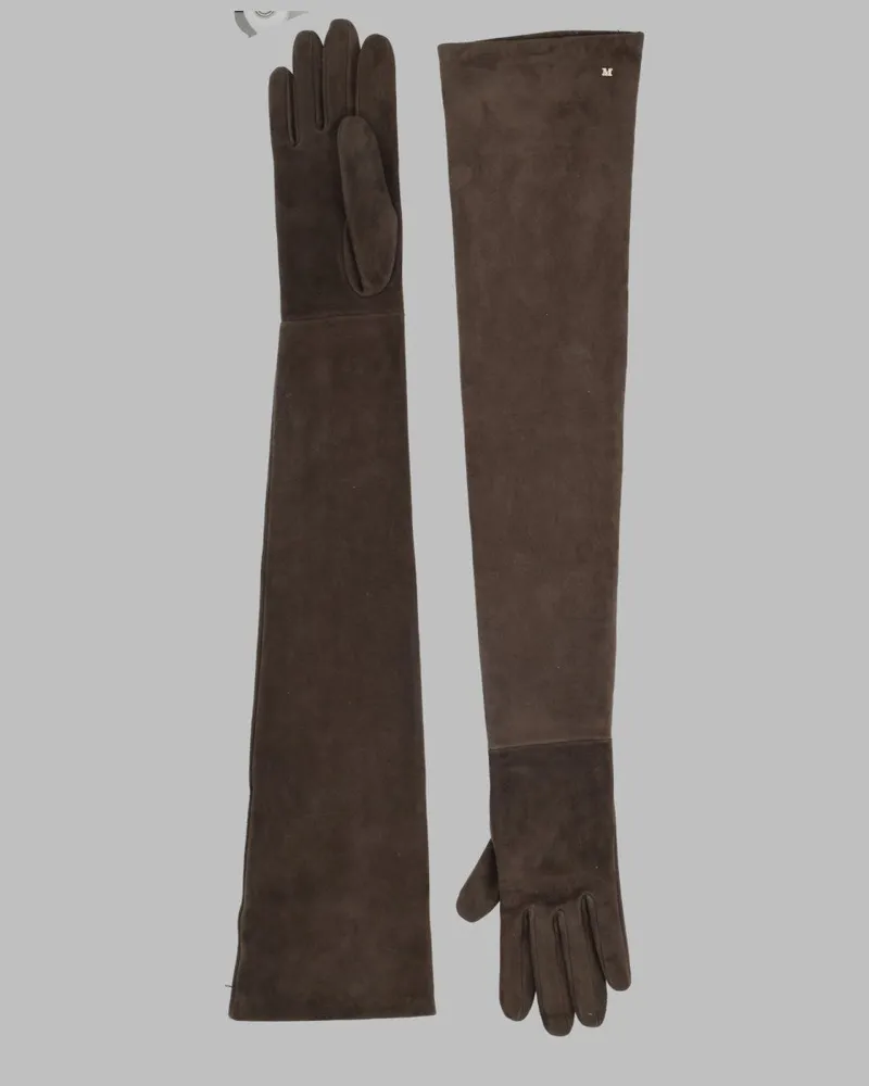 Max Mara Long Suede Gloves — Brown Brown