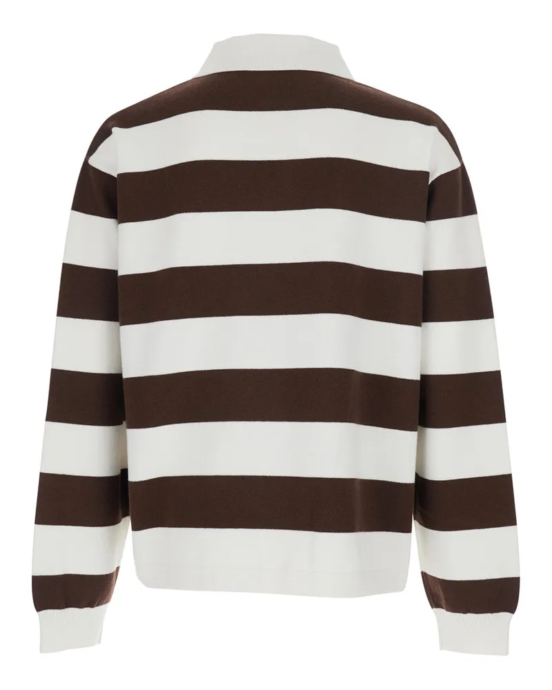 Axel Arigato Men's Polo Sweater Rey Brown Merino-Cotton Merino Wool Sweatshirts Brown