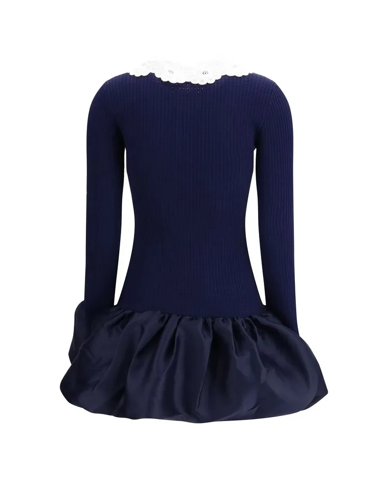 Self-Portrait Women Blue Viscose Cocktail Dress Navy