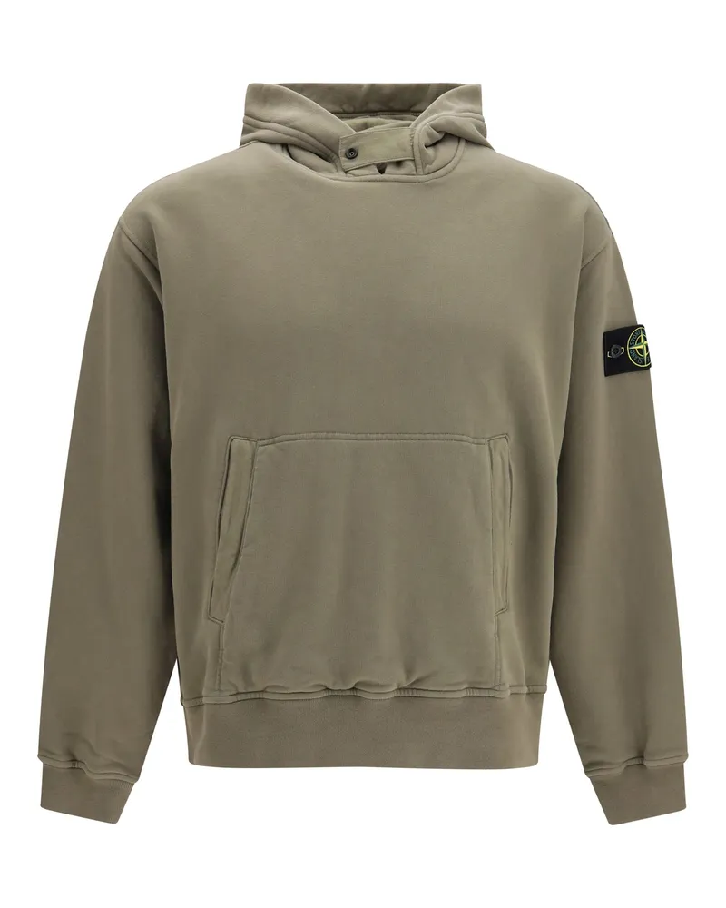 Stone Island Men's Hooded Sweatshirt Military Green Cotton Sweatshirts Sweater Green