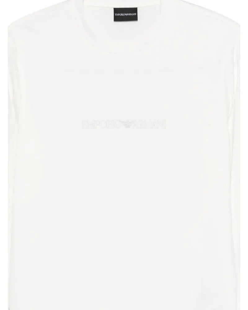Emporio Armani Logo-Embroidered Cotton T-Shirt — White White