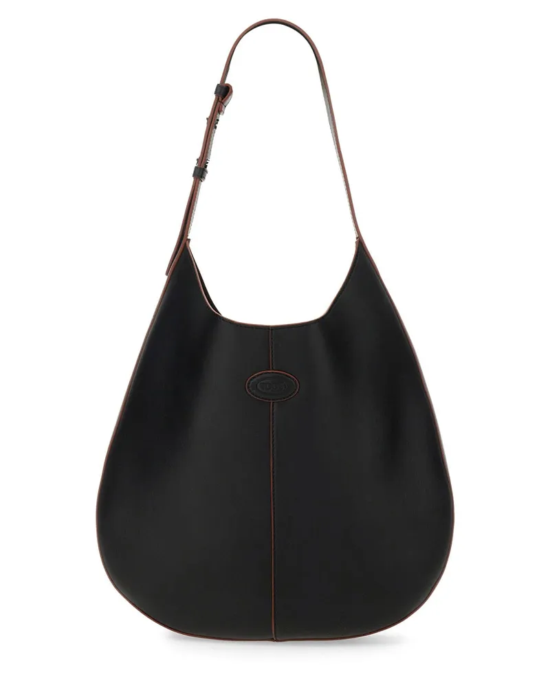 TOD'S Women's Hobo Bag Black Calfskin Handbags Hand Black