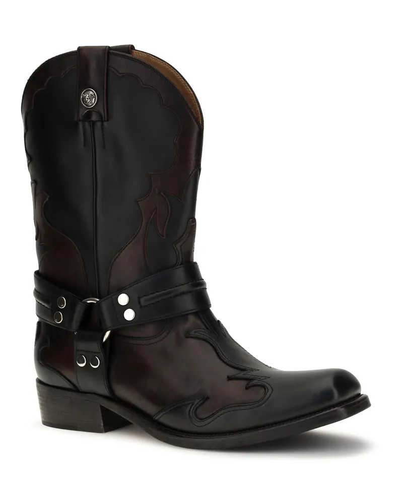 Versace Men's Western Boots Sylvester Black-Bordeaux-Palladium Black/bordeaux/palladium Black
