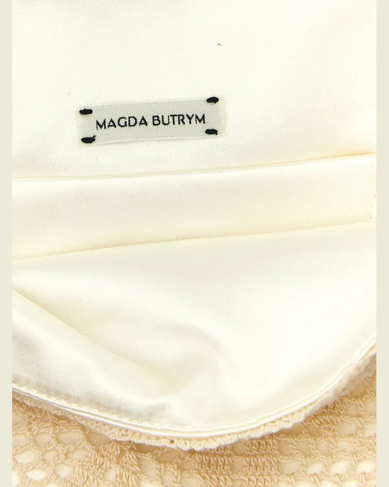 Magda Butrym Crochet Floral Clutch — Cream Cream