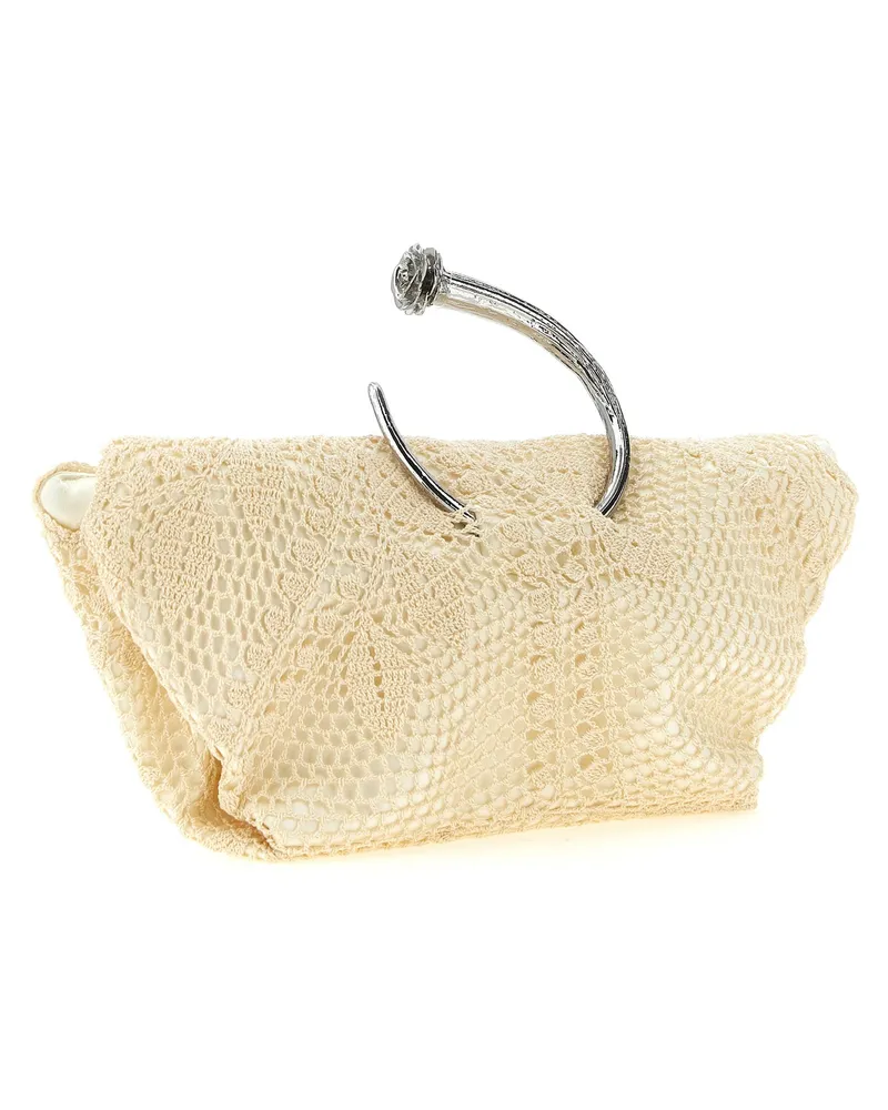 Magda Butrym Crochet Floral Clutch — Cream Cream