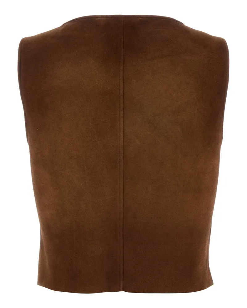 Miu Miu Women's Brown Suede Top Cognac Exterior: Lamb Maglie Sweater Brown