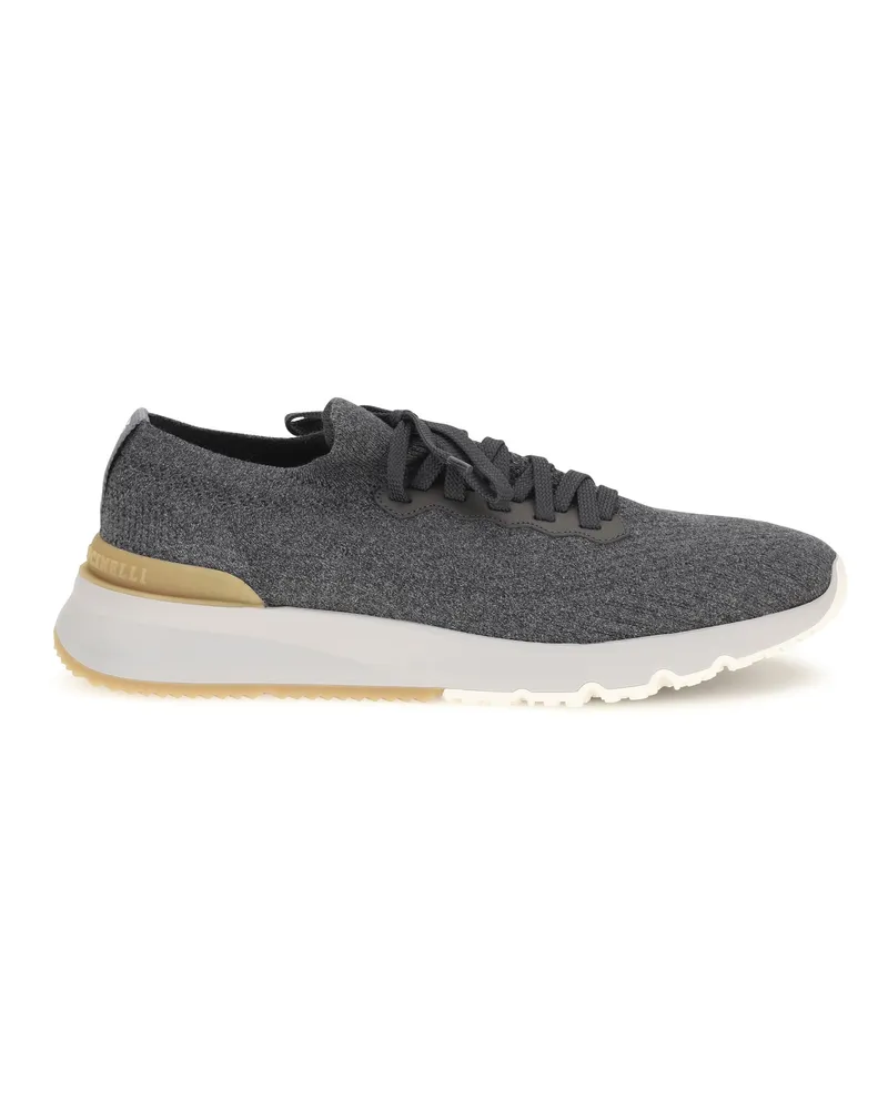 Brunello Cucinelli Men's Sneakers Cotton Upper Winter-Slate-Light Grey-Panama-Amber Trainers Winter/slate/light Grey/panama/amber Gray