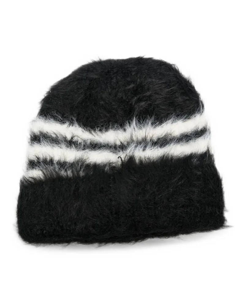 Y-3 Logo-Embroidered Striped Knit Beanie — Black Black